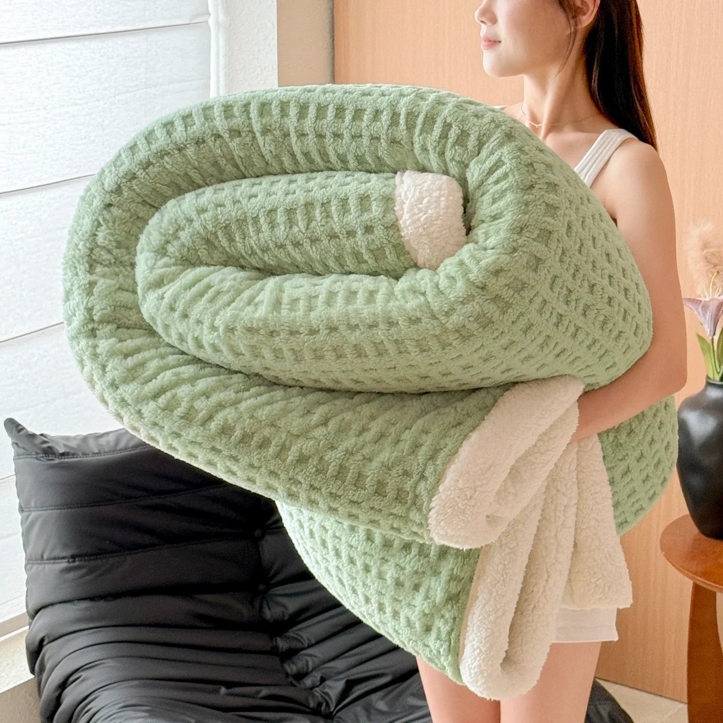 Cozy Double Layer Fleece Blanket with Soft Plush Finish
