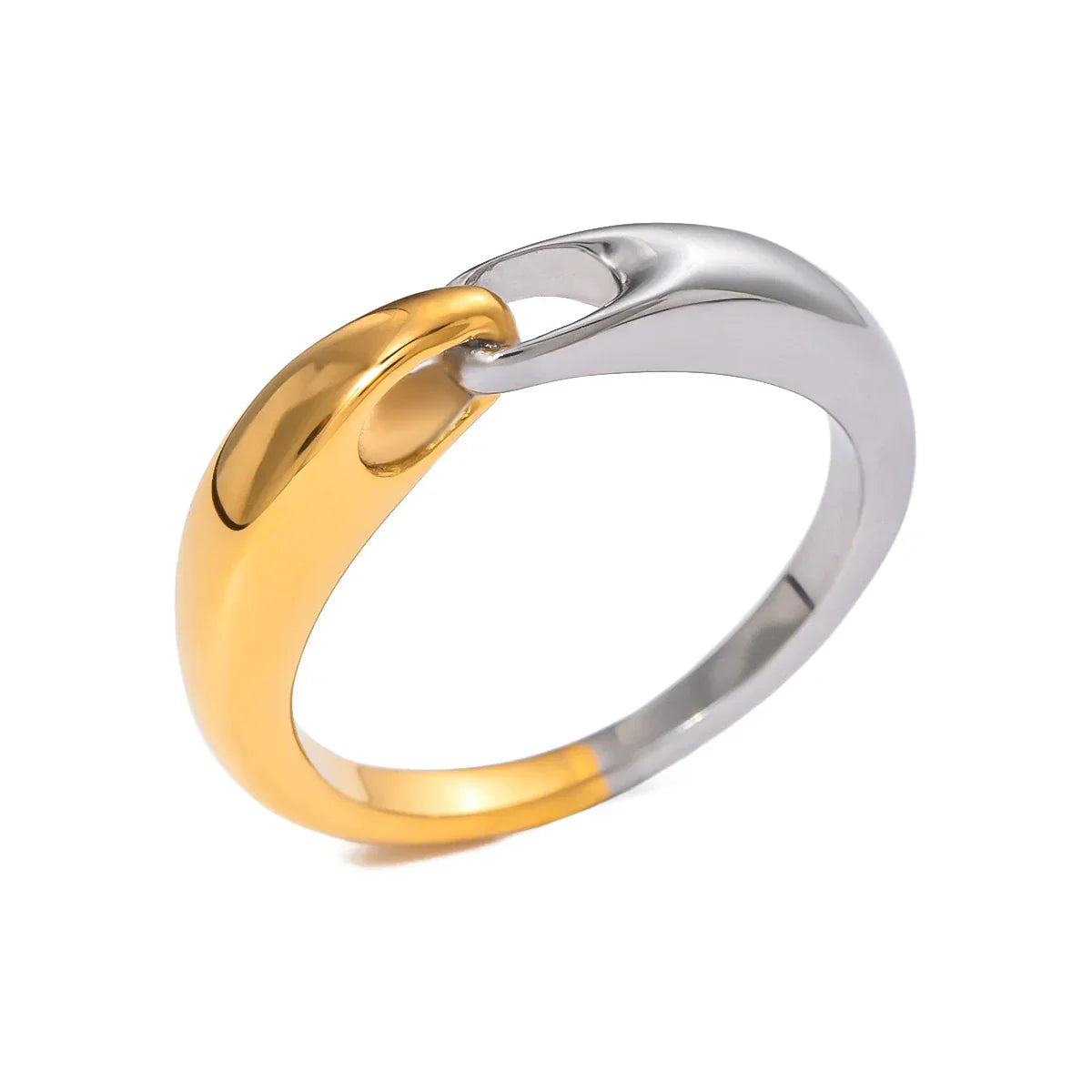Luxury Silver Tone Buckle Link Ring