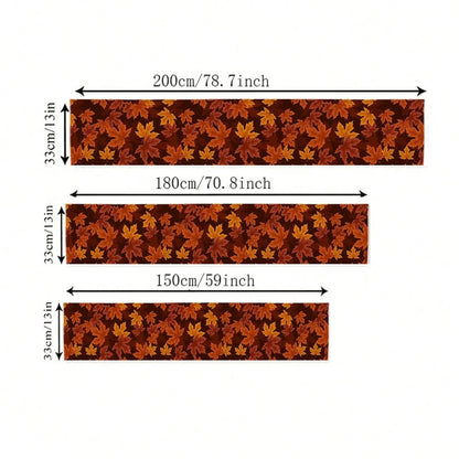 Fall Decor Table Runner, Soft Linen, Autumn Leaf Design