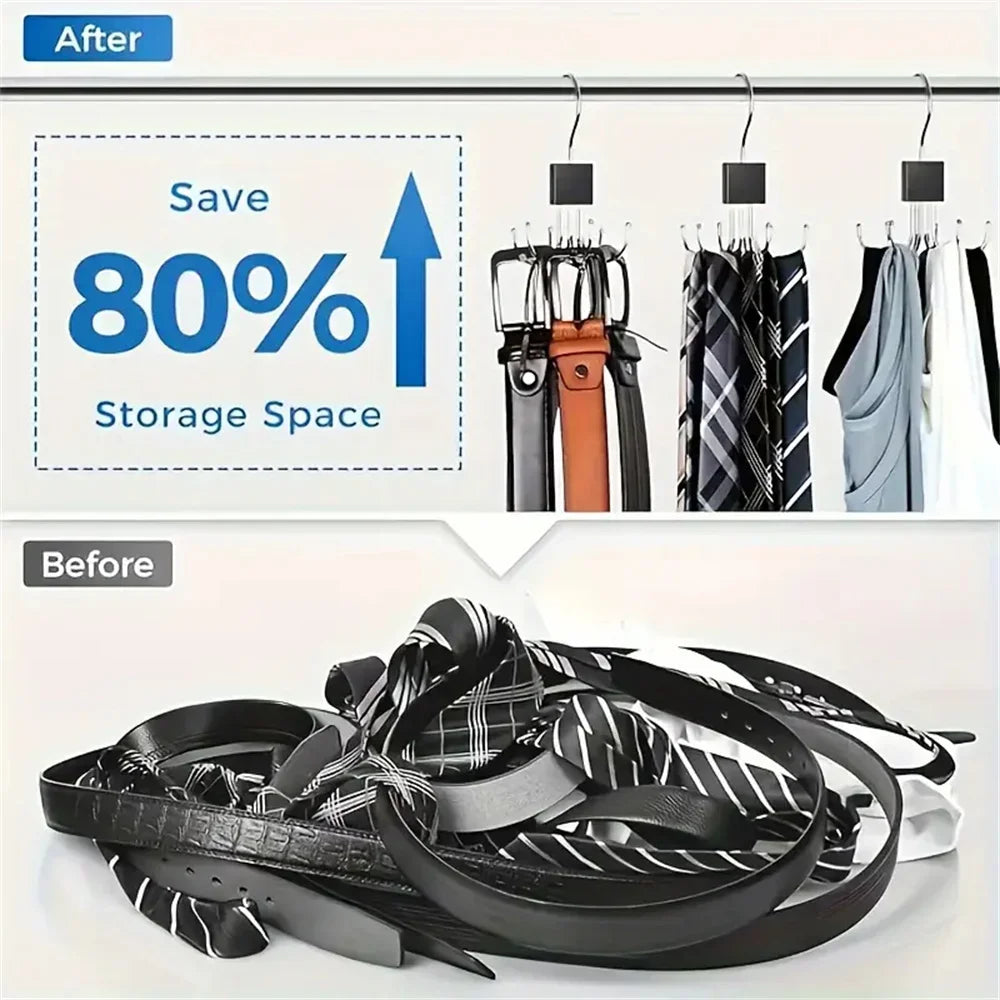 Sturdy 6-Hook Rotating Closet Organizer for Accessories