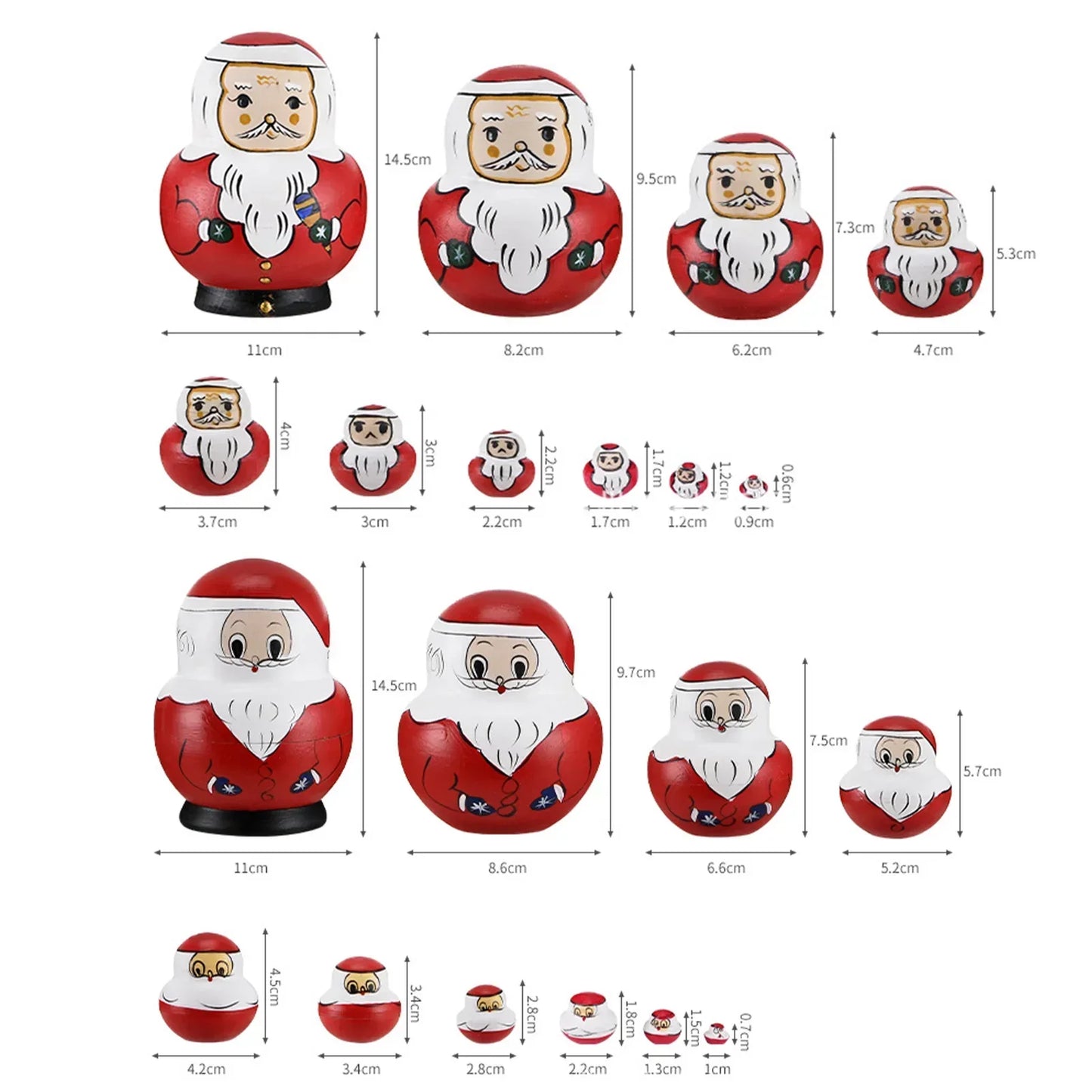 Traditional 10pc Set Wooden Nesting Dolls