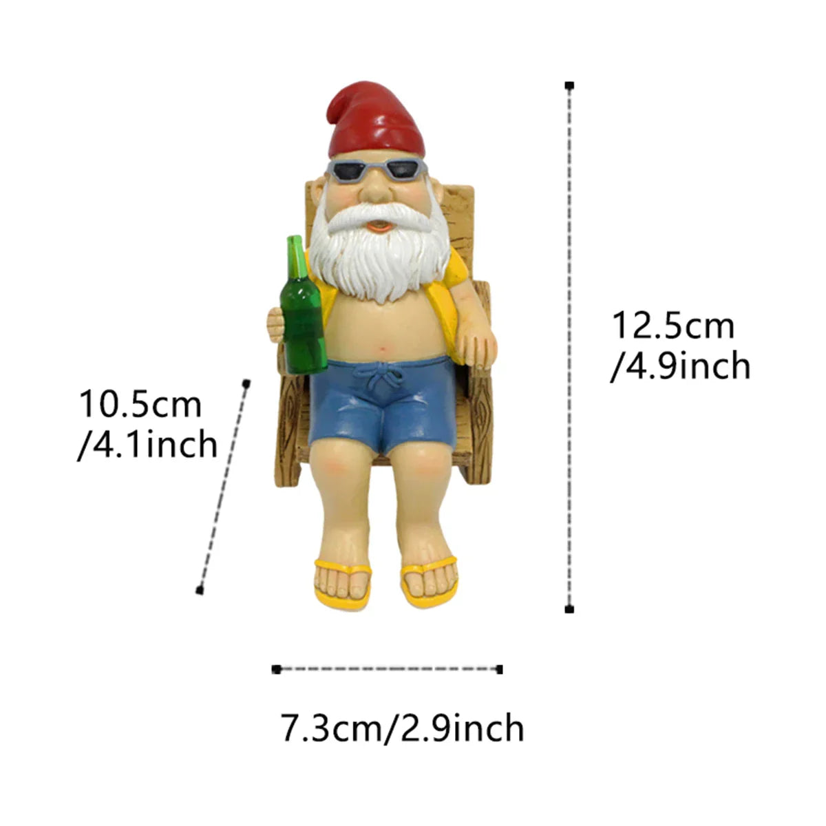 Funny Garden Gnome Statue with Chair Decor