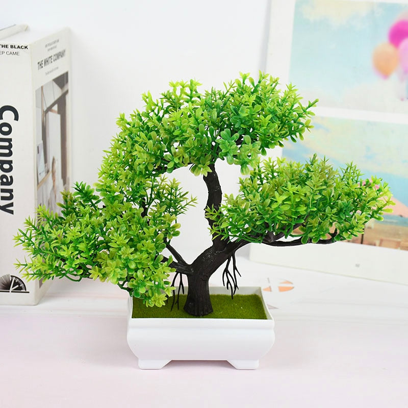 Vibrant Green Silk Plant Home Decoration