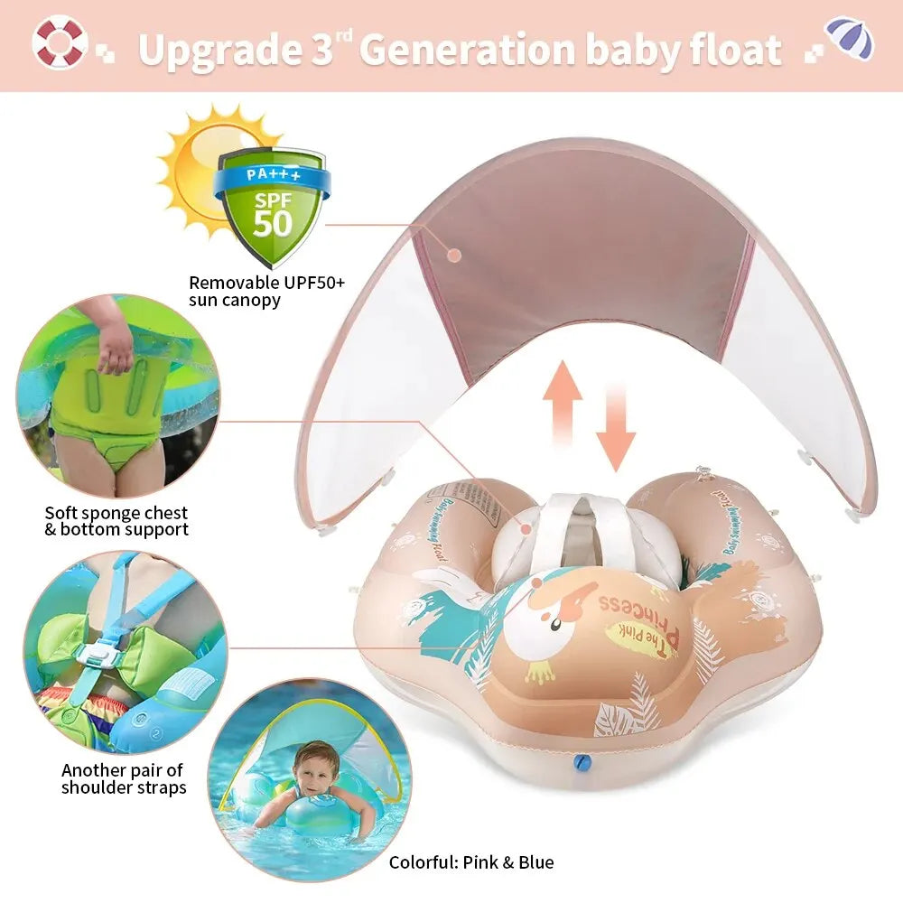 Baby Pool Float with UV Sun Shade & Safety Support - Fesara