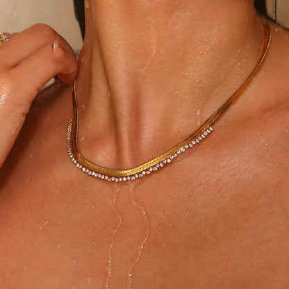 Luxury Herringbone Diamond Sparkle Necklace