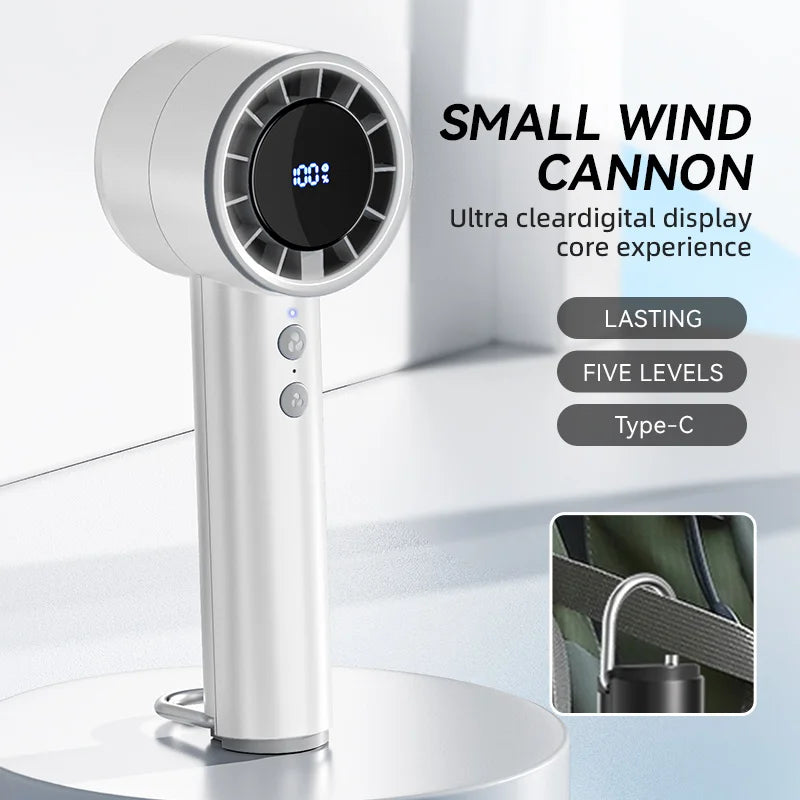 Compact Rechargeable Mini Handheld Fan with LED Display - Fesara
