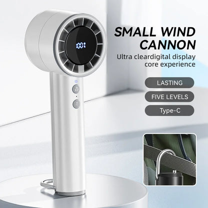 Compact Rechargeable Mini Handheld Fan with LED Display - Fesara