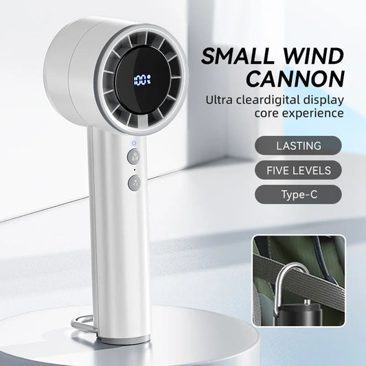 Compact Rechargeable Mini Handheld Fan with LED Display - Fesara