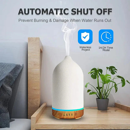 Ceramic Essential Oil Diffuser with Colorful LED Light - Fesara