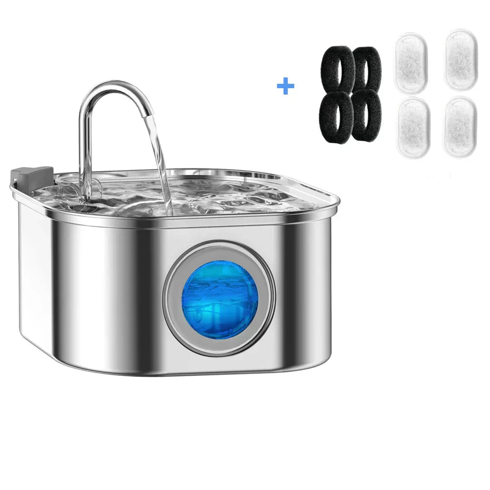 Pet Stainless Steel Water Fountain with Flowing Stream