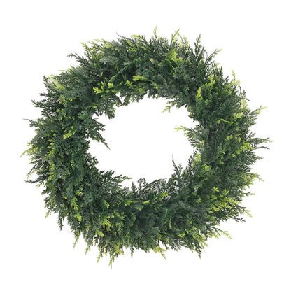 Green Artificial Cedar Wreath for Home Decor