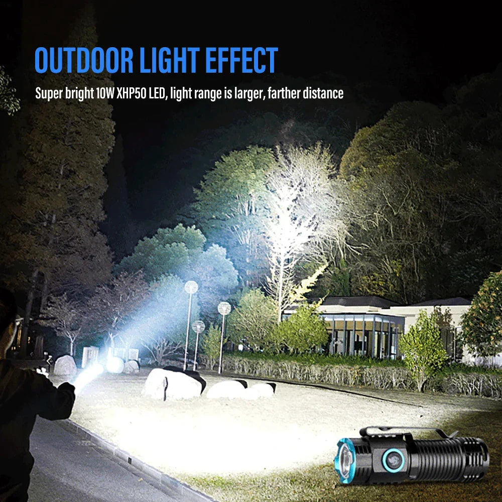 Compact Rechargeable LED Flashlight with Clip