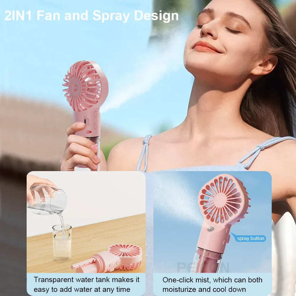 Compact Personal Misting Fan with USB Rechargeable Design