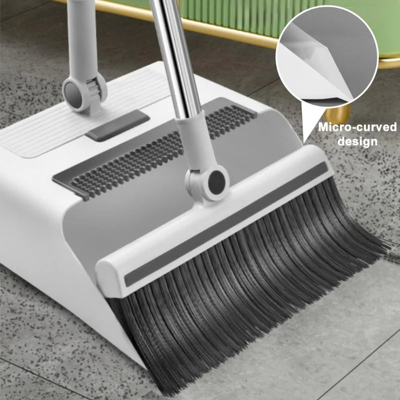 Practical 3-in-1 Broom Set with Dustpan and Long Handle