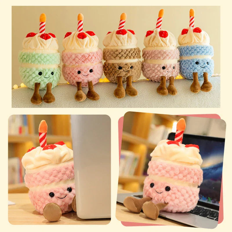 Colorful Cupcake Stuffed Animal with Candle