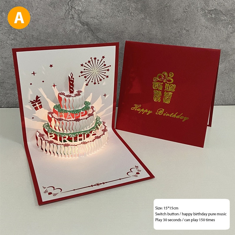 Colorful 3D Musical Birthday Greeting Cards - Fesara