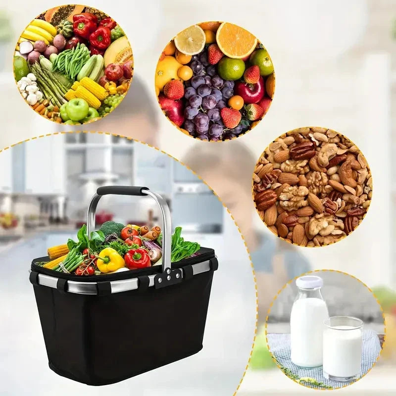 Portable Insulated Foldable Picnic Basket with Handle