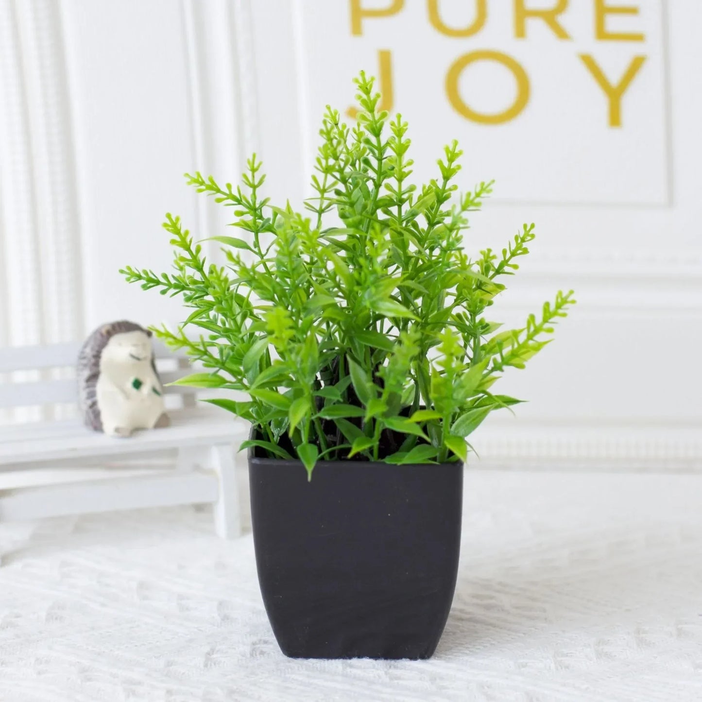 Small Artificial Eucalyptus Plant in Black Planter