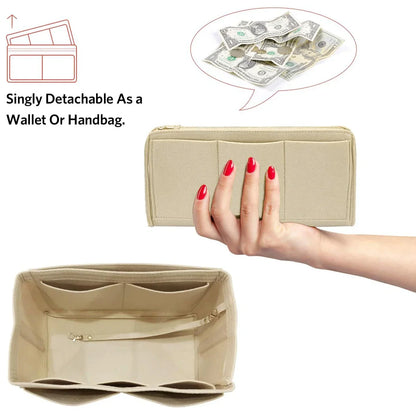 Premium Organizer Insert with Zipper and 15 Pockets - Fesara