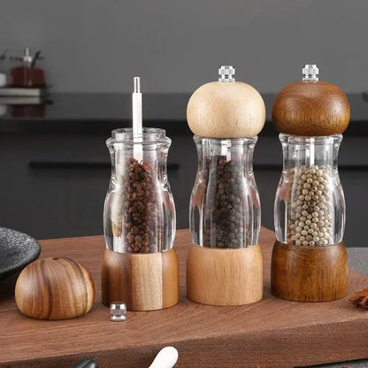 Classic Wood Glass Spice Mill Set