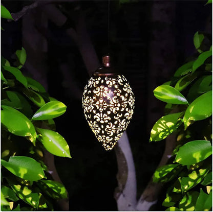 Solar Powered Outdoor Metal Lantern with Projection Effect