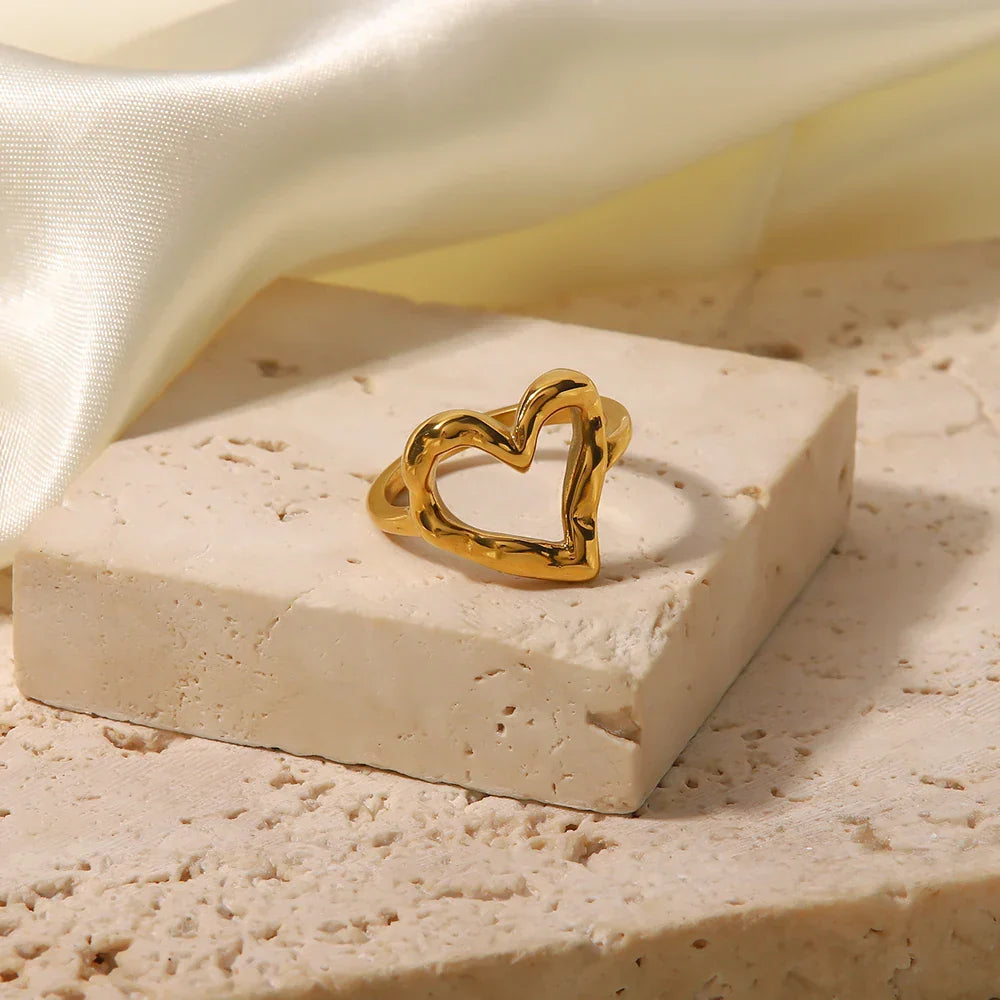 Gold Melted Heart Shaped Ring