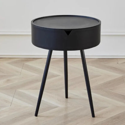 Compact Round End Table with Storage and Portable Design