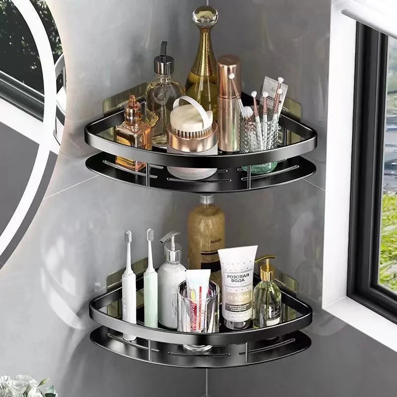 Easy Install Bathroom Shelf - Slim Aluminum Wall Storage