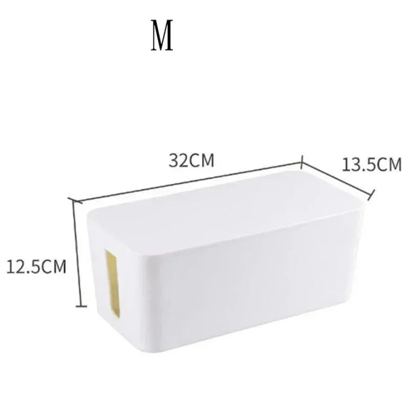 Cable Management Box with Lid - Cord Organizer & Protector