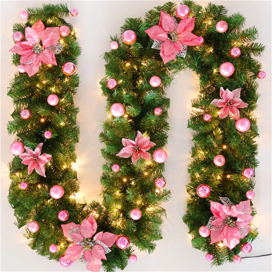 LED Lit Christmas Garland 2.7m with Fir Branches
