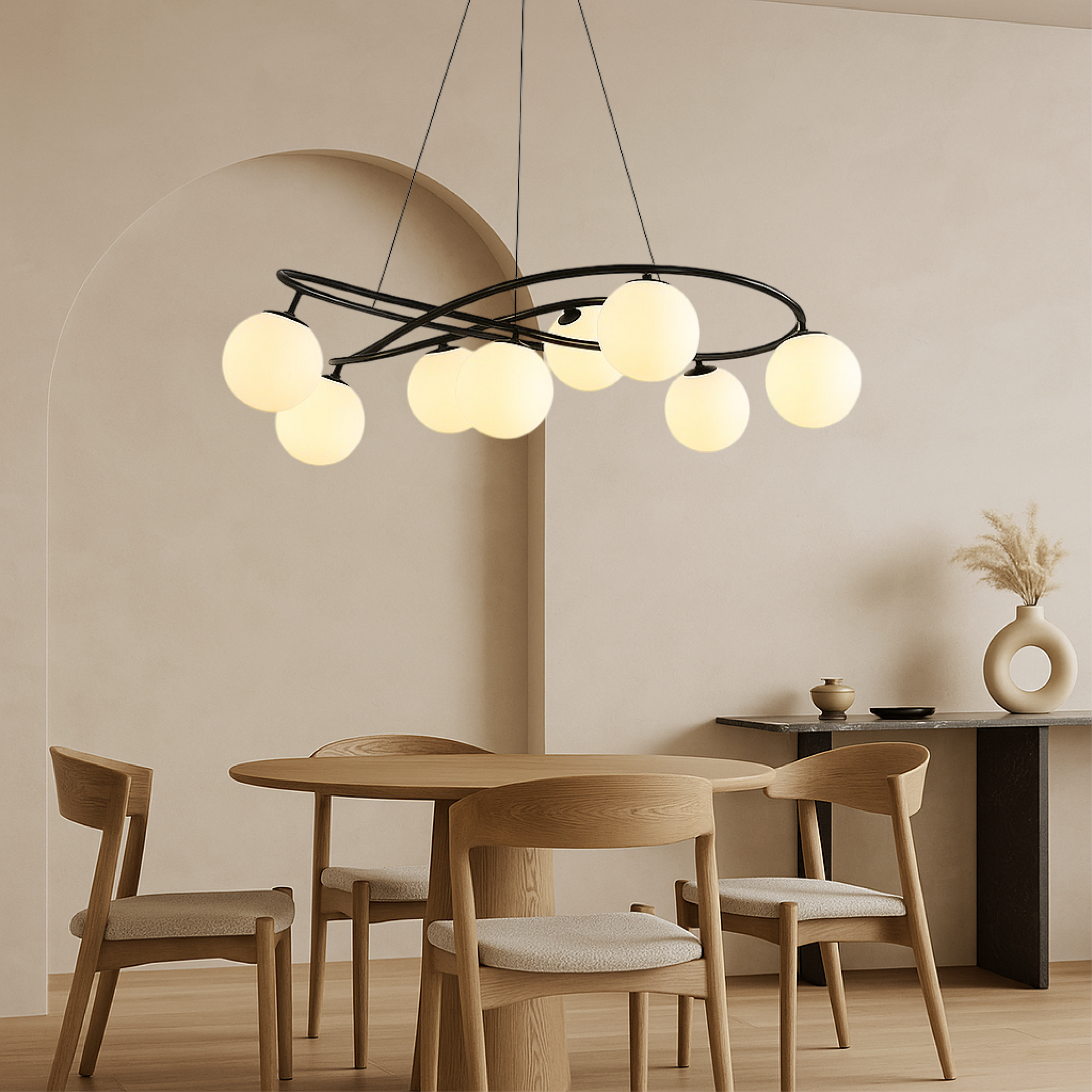 Stylish Black Metal Pendant Chandelier - Fesara