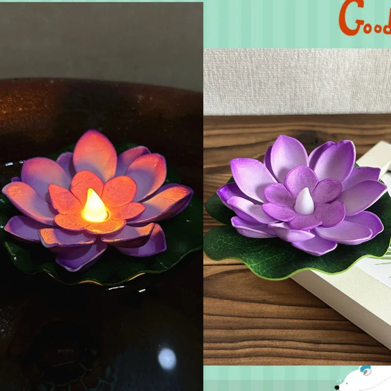 Floating Flower Pool Lamp with LED Sensor Light