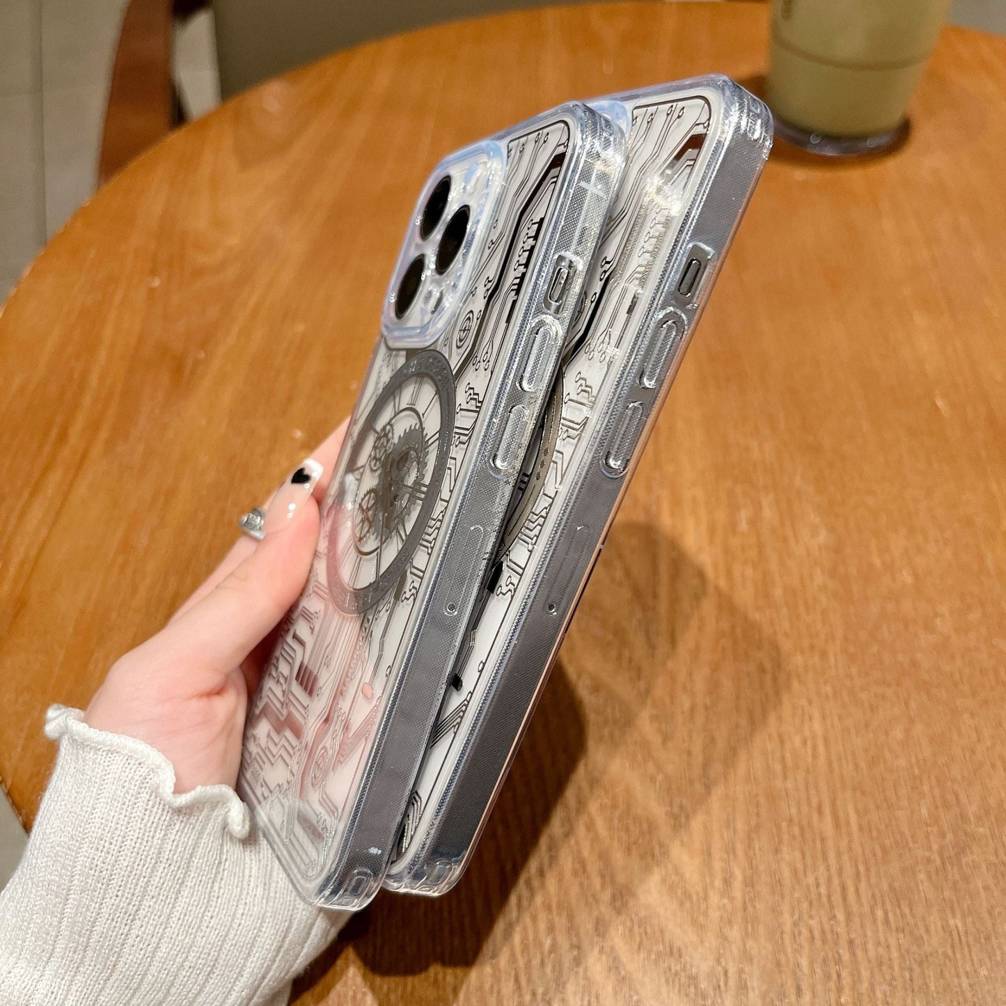 Clear Mechanical Clock Magnetic iPhone Case