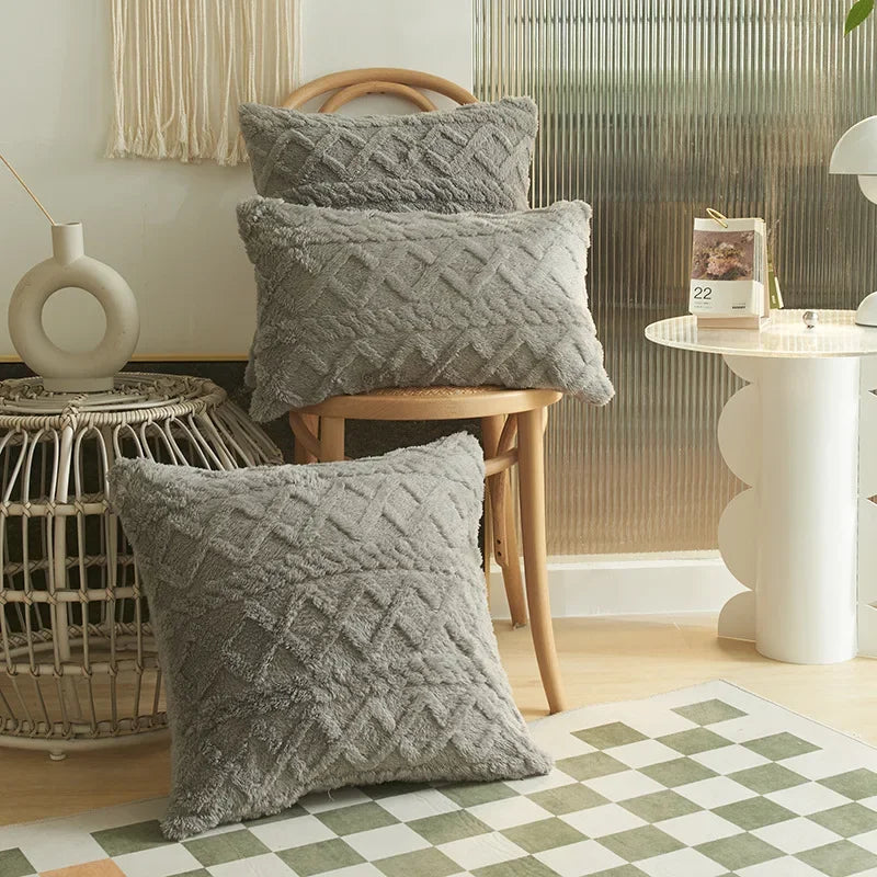 Soft Geometric Pattern Throw Pillow Cover