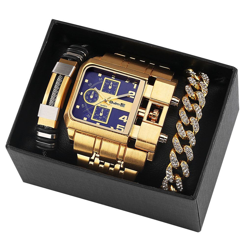 Large Face Quartz Men's Watch Executive Gift Set