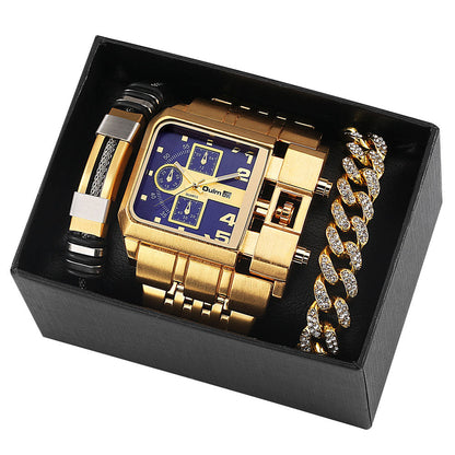 Large Face Quartz Men's Watch Executive Gift Set