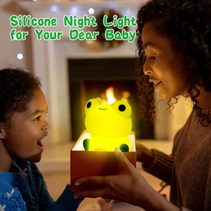 Colorful Kids Night Light Frog with Timer and USB Recharge