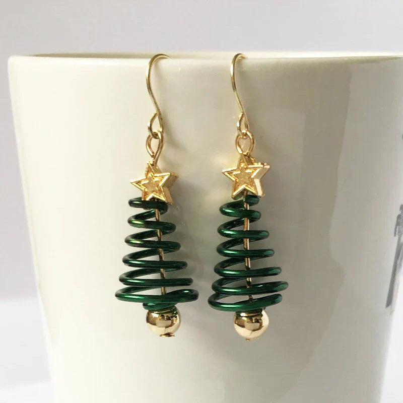 Fesara | Twisted Holiday Tree Drop Earrings