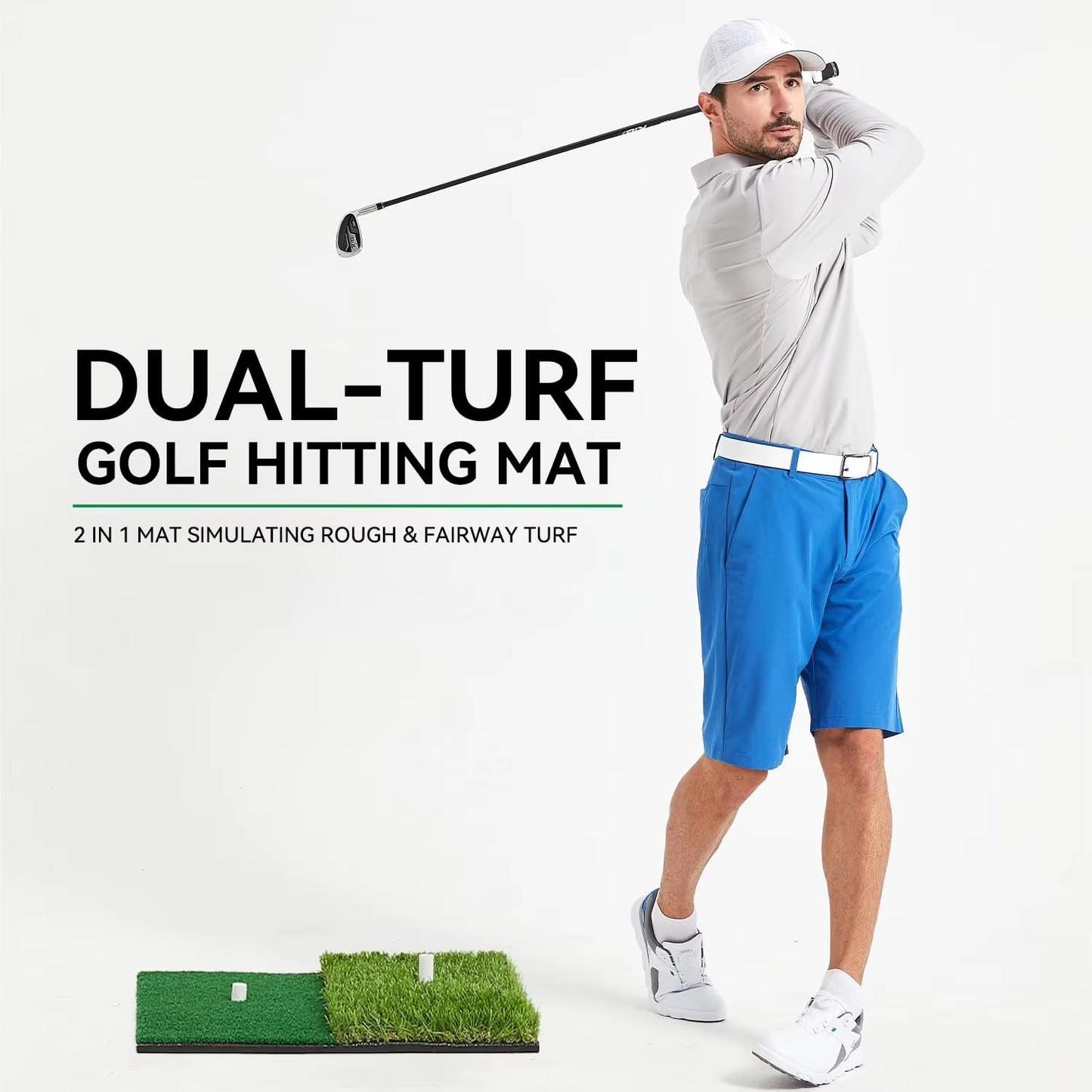 Compact Golf Practice Mat with Tee for Home Use