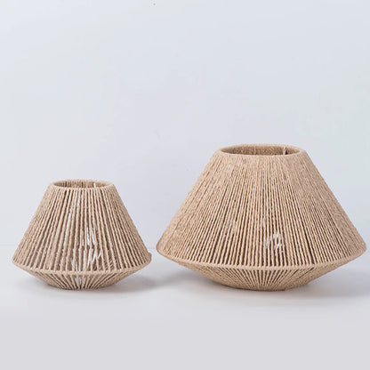 Natural Woven Pendant Light with Geometric Shade