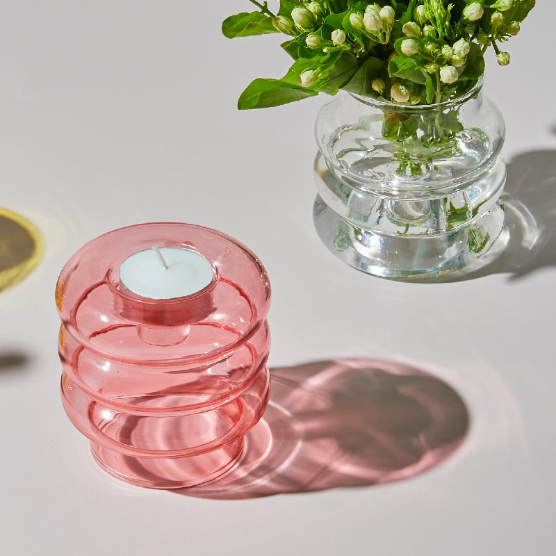 Elegant Double Glass Candle Stand