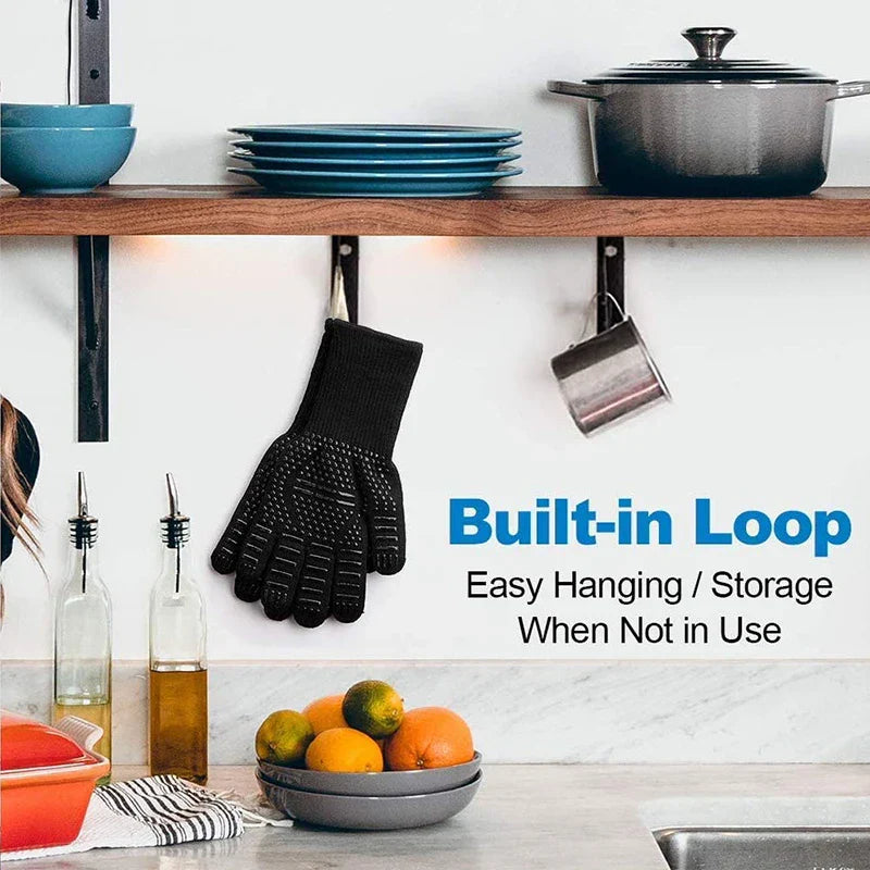 Heat Resistant BBQ Glove | Non Slip Silicone Oven Mitt
