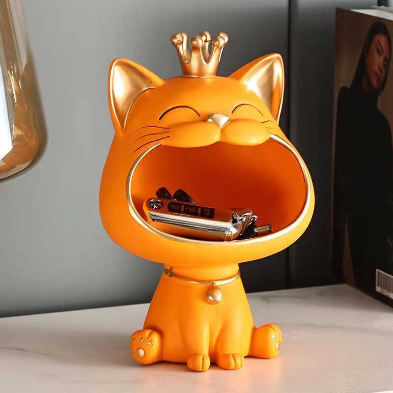 Lucky Cat Figurine Decorative Storage Container