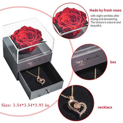 Elegant Fresh Flower Pendant Necklace Gift Box