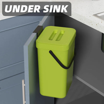 Small Space Saving Hanging Trash Can with Lid - Fesara