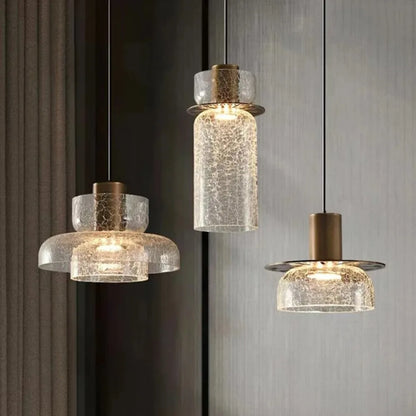 Unique Glass Drop Pendant Light with Cracked Design