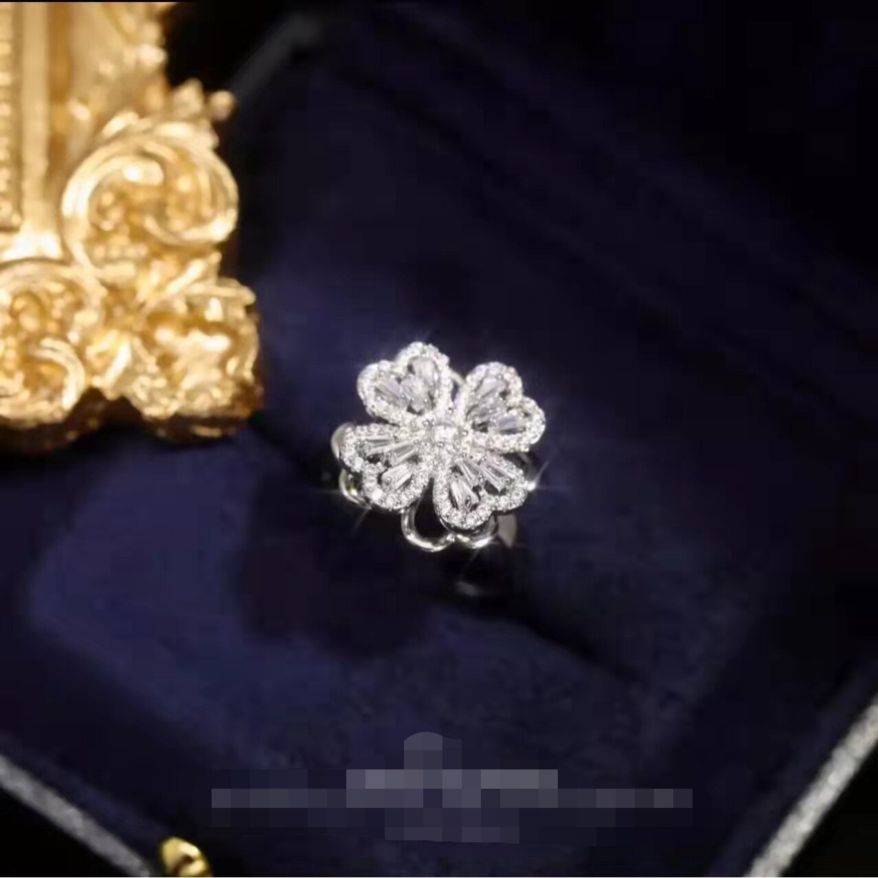 Sparkling Floral Zircon Statement Ring