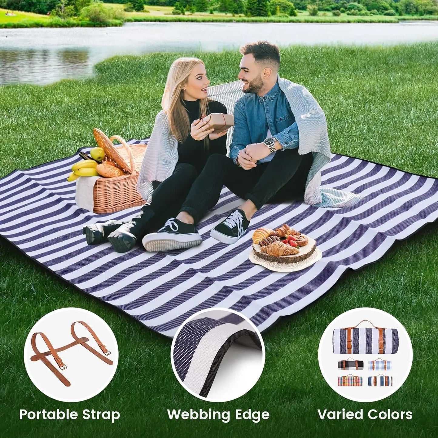 Large Water Resistant Outdoor Picnic Blanket