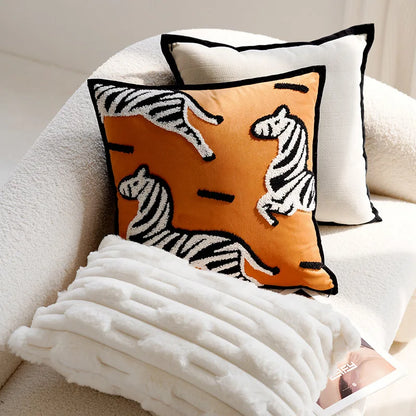 Stylish Embroidered Horse Print Throw Pillow for Home