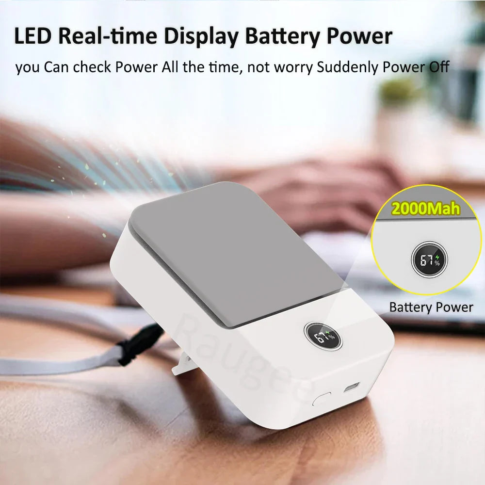 Compact Portable Neck Fan with 3 Speeds and USB Charging